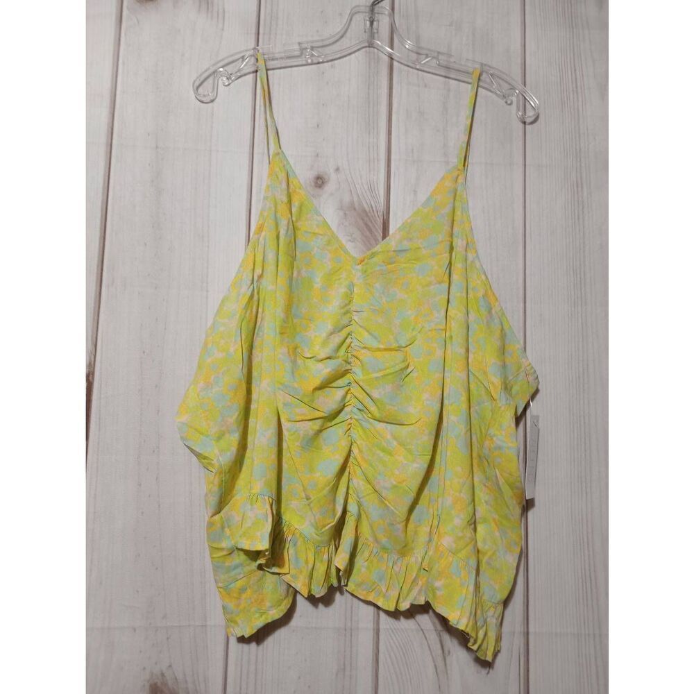 Abound Shirt Ladies 4x Yellow Camisole Ruffle Ruching Spring‎